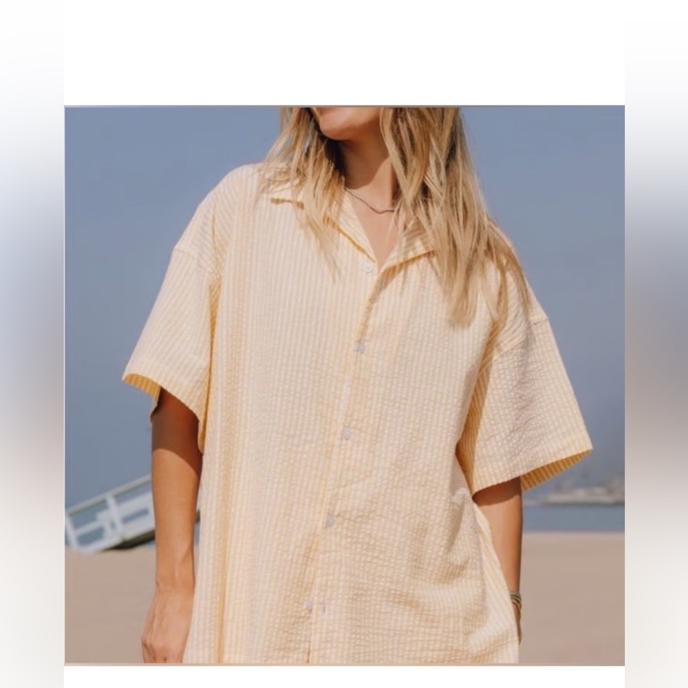 Daily Drills seersucker shirt and pants resort set